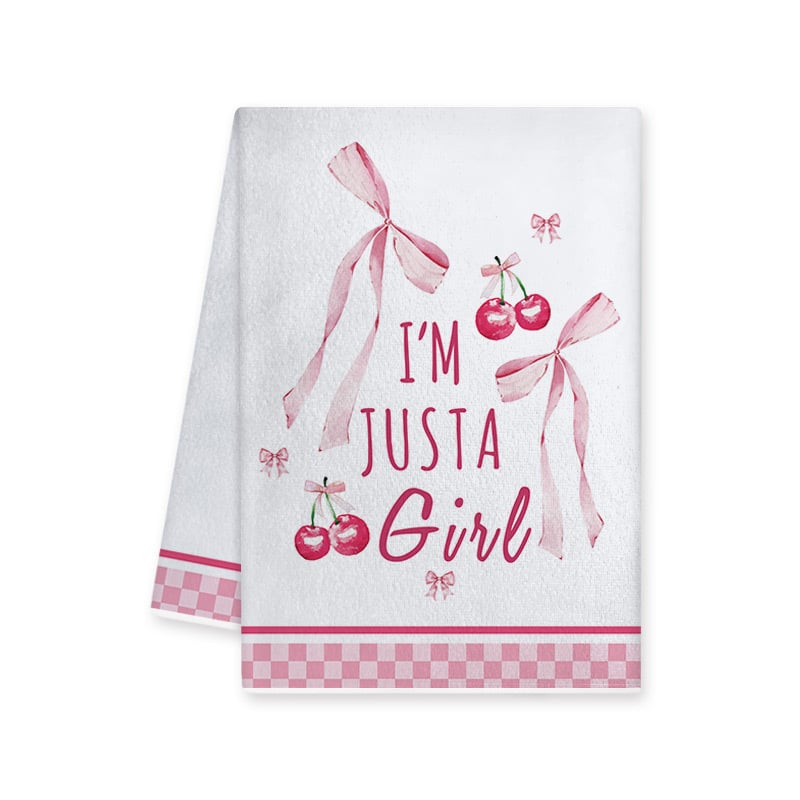 Πετσέτα κουζίνας Manquan, μικροϊνες, Cherry Bow εκτύπωση, 50-80 g