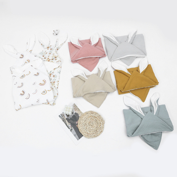 Μωρό πετσέτα μπάνιου με κουκούλα και αυτιά λαγου, 100% βαμβάκι, διπλή γάζα, 120D, ύφανση απλή, 170–200 g