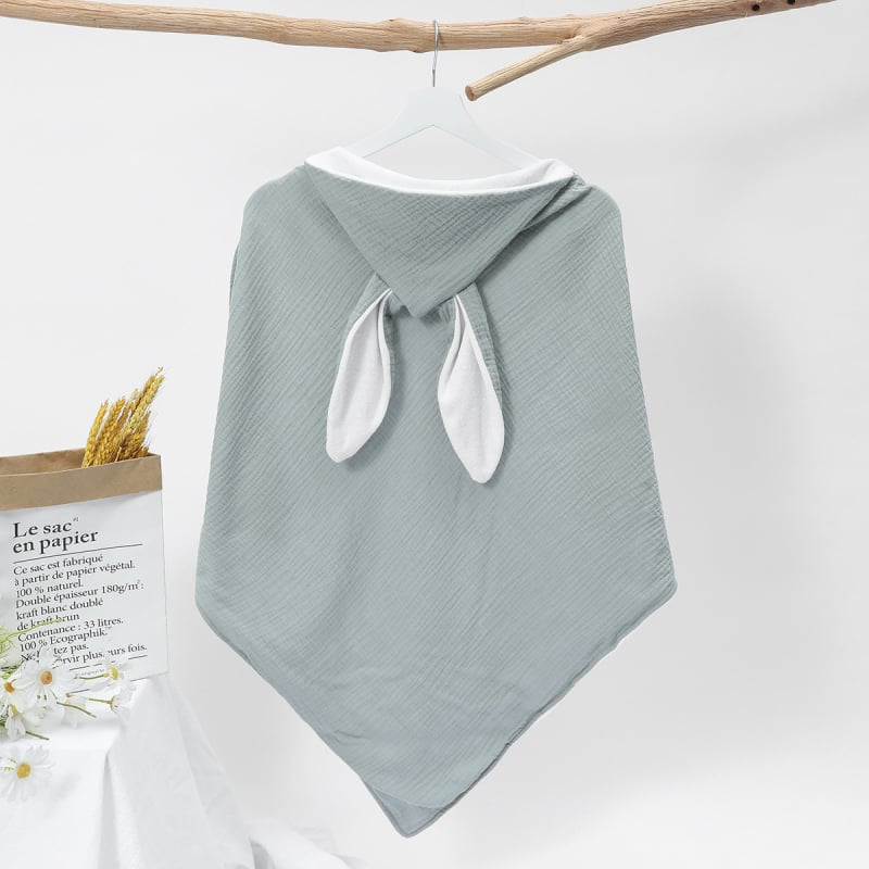 Μωρό πετσέτα μπάνιου με κουκούλα και αυτιά λαγου, 100% βαμβάκι, διπλή γάζα, 120D, ύφανση απλή, 170–200 g