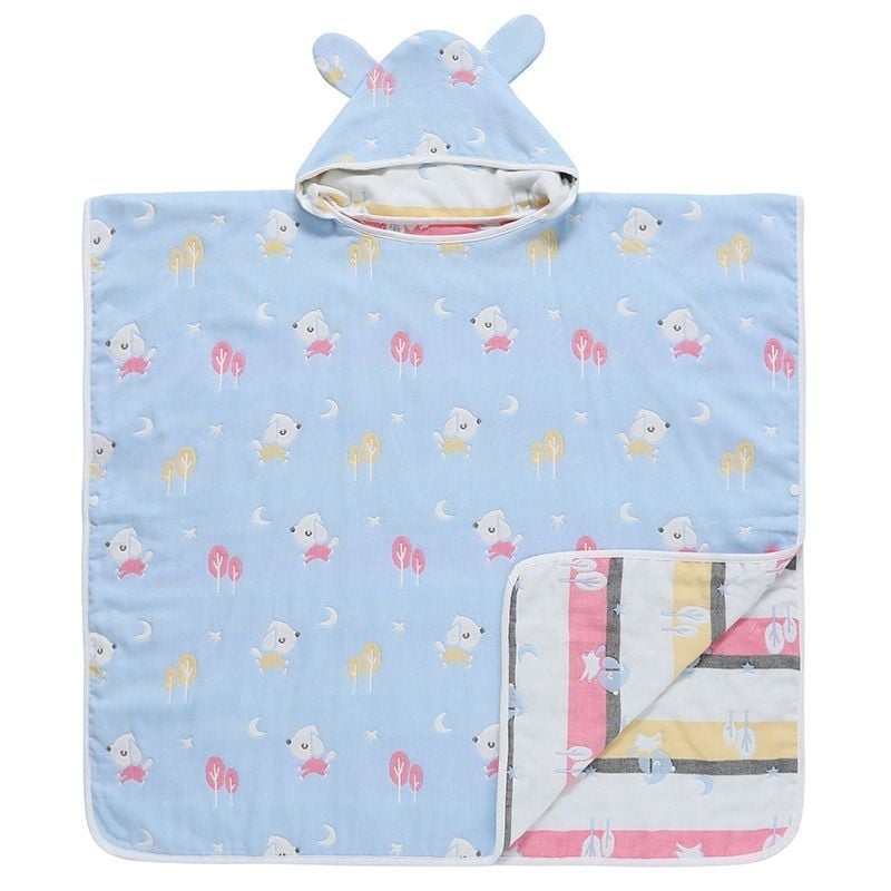 Παιδική πετσέτα μπάνιου με κουκούλα από βαμβάκι, 150D νήμα, ριγέ σχέδιο, βάρος κάτω από 50 g, κατάλληλο για βρέφη