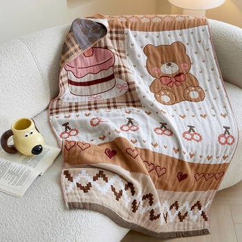 Παιδική πετσέτα μπάνιου, γάζα τεσσάρων στρώσεων με σχέδιο καρτούν, 100% βαμβάκι, νήμα 150d