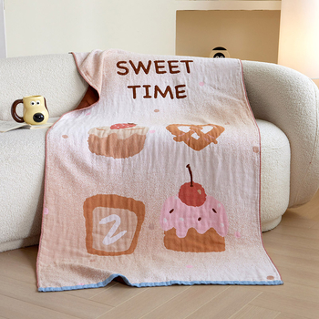 Παιδική πετσέτα μπάνιου, γάζα τεσσάρων στρώσεων με σχέδιο καρτούν, 100% βαμβάκι, νήμα 150d