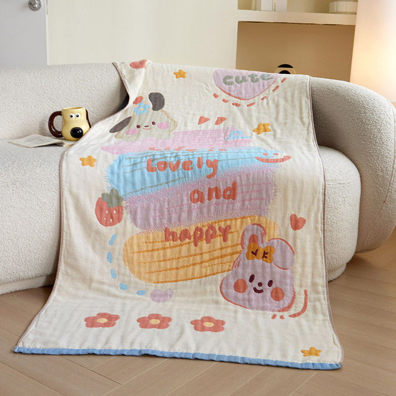 Παιδική πετσέτα μπάνιου, γάζα τεσσάρων στρώσεων με σχέδιο καρτούν, 100% βαμβάκι, νήμα 150d