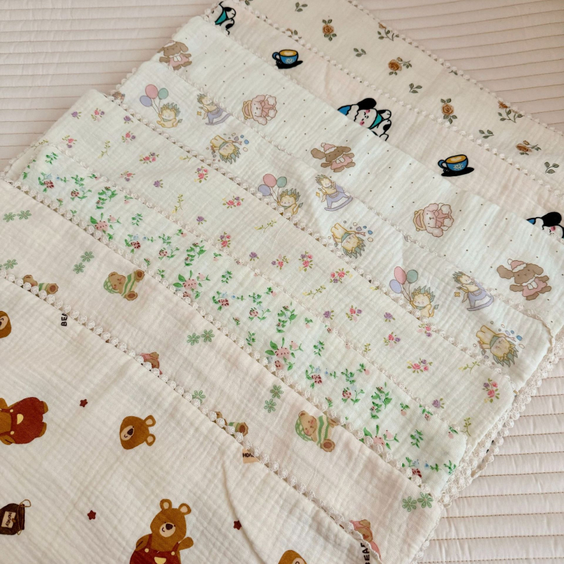 Βρεφική πετσέτα γάζας έξι στρωμάτων, νήμα 40, εκτυπωμένη, βάρος κάτω από 50 g