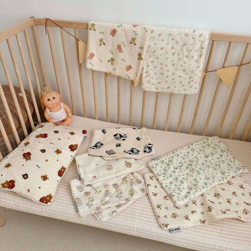 Βρεφική πετσέτα γάζας έξι στρωμάτων, νήμα 40, εκτυπωμένη, βάρος κάτω από 50 g