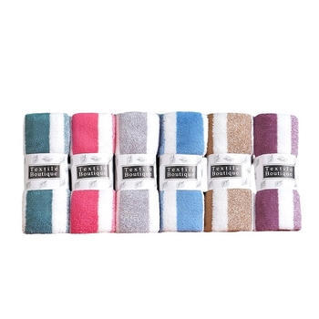 Σετ πέντε πετσέτες προσώπου από φλίς κοραλλιού με ρίγες – απορροφητικό, παχύ, υψηλής πυκνότητας ύφασμα; νήμα 150D; βάρος 80–100 g; δυνατότητα προσαρμοσμένου λογότυπου.