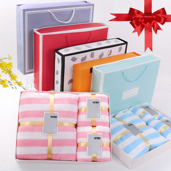 Σετ τριών πετσετών σε κουτί δώρου — πετσέτες μπάνιου από κοραλλί φλίς, με λογότυπο, προσαρμόσιμες, άνω των 500 g
