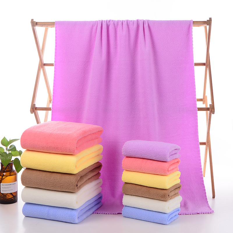 Σετ πετσέτες από coral fleece με πετσέτα μπάνιου και πετσέτες προσώπου, 260 g, απλό ύφανση, εκτυπωμένο λογότυπο