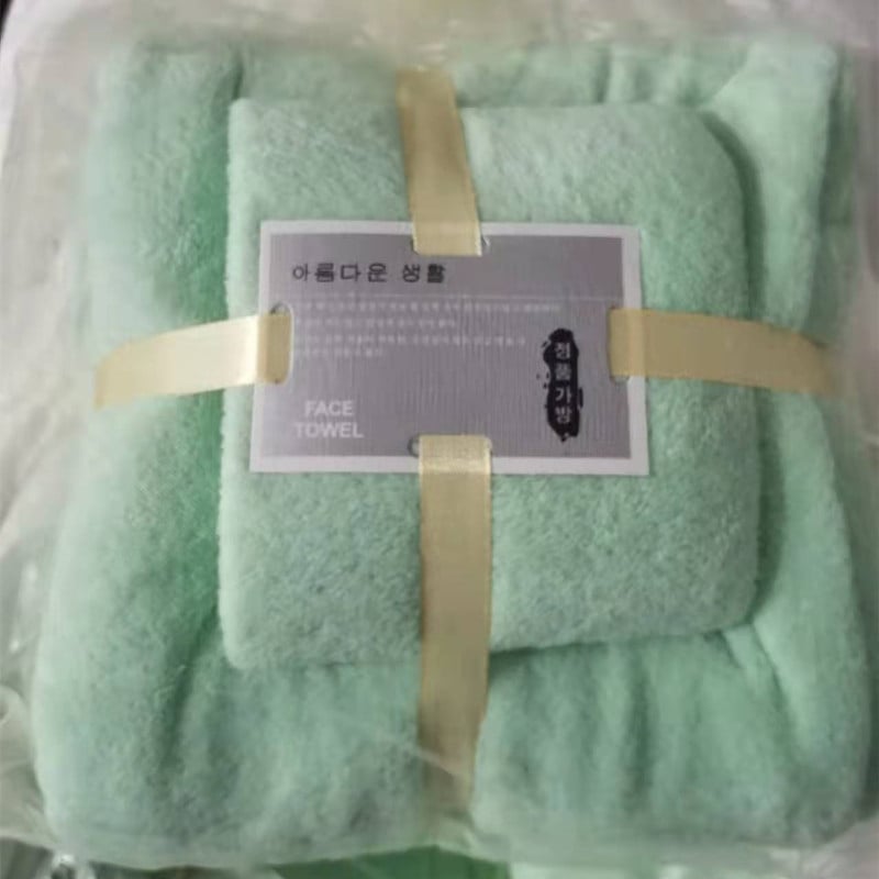 Σετ πετσέτες από coral fleece με πετσέτα μπάνιου και πετσέτες προσώπου, 260 g, απλό ύφανση, εκτυπωμένο λογότυπο