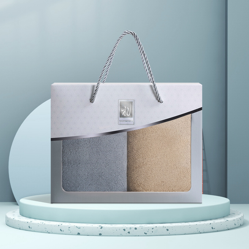 Set ručnika za kupanje i za lice u kutiji za poklon – coral fleece, 80–100 g, ravna tkanina, 21s pređa, mogućnost prilagodbe