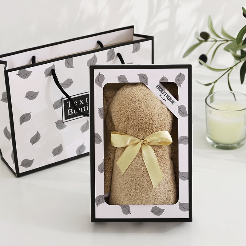 Σετ πετσέτες προσώπου σε κουτί δώρου, βελούρ coral velvet, 40 τεμάχια, ραμμένες, επίπεδη ύφανση, 80–100 γρ, παραμετροποίηση