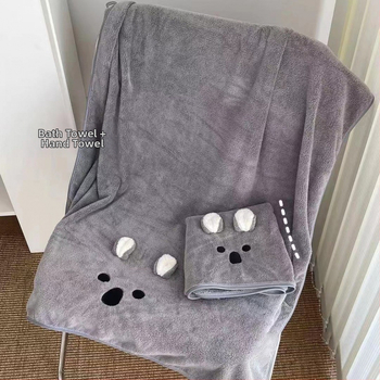 Koala Καρτούν πετσέτα μπάνιου, Coral fleece, Απορροφητική για ενήλικες, Απλή Ύφανση, 120–140 g/m², 14 νήματα