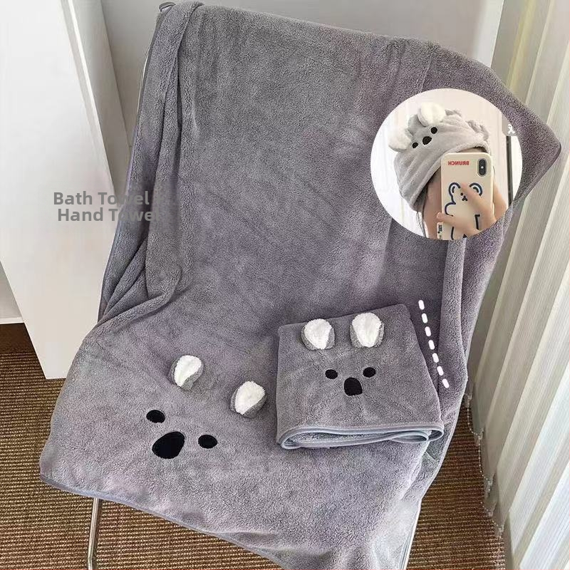 Koala Καρτούν πετσέτα μπάνιου, Coral fleece, Απορροφητική για ενήλικες, Απλή Ύφανση, 120–140 g/m², 14 νήματα