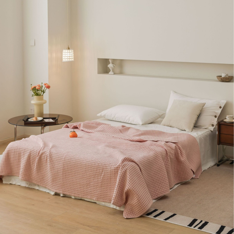 Ljetna pamučna waflasta deka-ručnik, 1.1–1.5 kg, 100% pamuk.