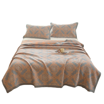 Trys dalių patalynės komplektas iš 100% medvilnės su trim sluoksnių gauze pledu, retro gėlių raštas, tinkamas visoms sezonoms, svoris 1500–1999 g