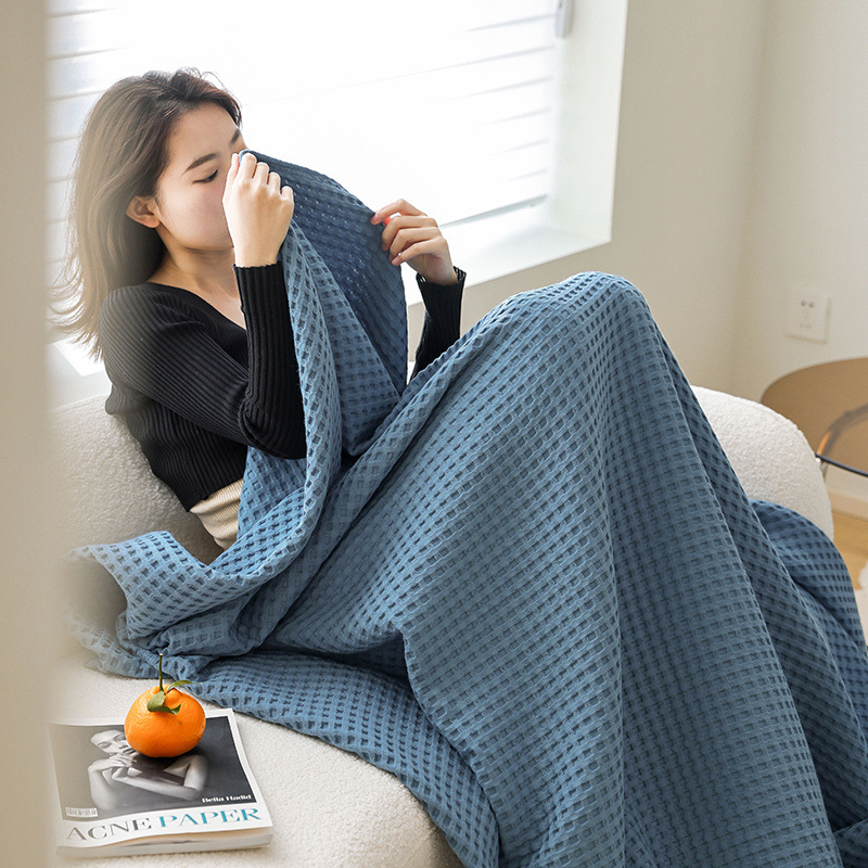 Ručnik-ćebe, 100% pamuk, japanskog stila wafla gazu, strojno pranje, za ljeto, 1.05–1.50 kg