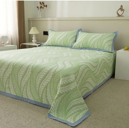 Три части комплект за спалня от чист памучен газова тъкан — покривало за легло, завивка и чаршаф; жакардова тъкан; 100% памук за плат и напълване; реактивно печатане