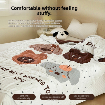 Kūdikių rankšluosčių pledas iš medvilninės marlės, dešimties sluoksnių, mažiau nei 300 g, visiems metų laikams, animacinis raštas