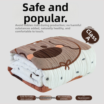 Kūdikių rankšluosčių pledas iš medvilninės marlės, dešimties sluoksnių, mažiau nei 300 g, visiems metų laikams, animacinis raštas