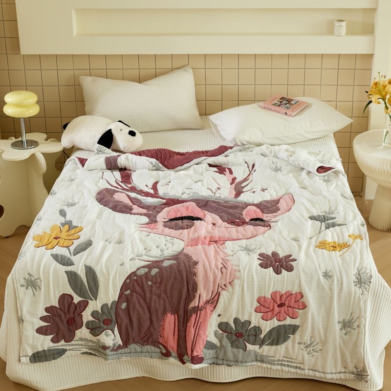 Kūdikių rankšluosčių pledas iš medvilninės marlės, dešimties sluoksnių, mažiau nei 300 g, visiems metų laikams, animacinis raštas