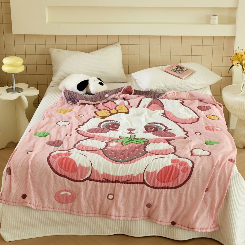 Kūdikių rankšluosčių pledas iš medvilninės marlės, dešimties sluoksnių, mažiau nei 300 g, visiems metų laikams, animacinis raštas