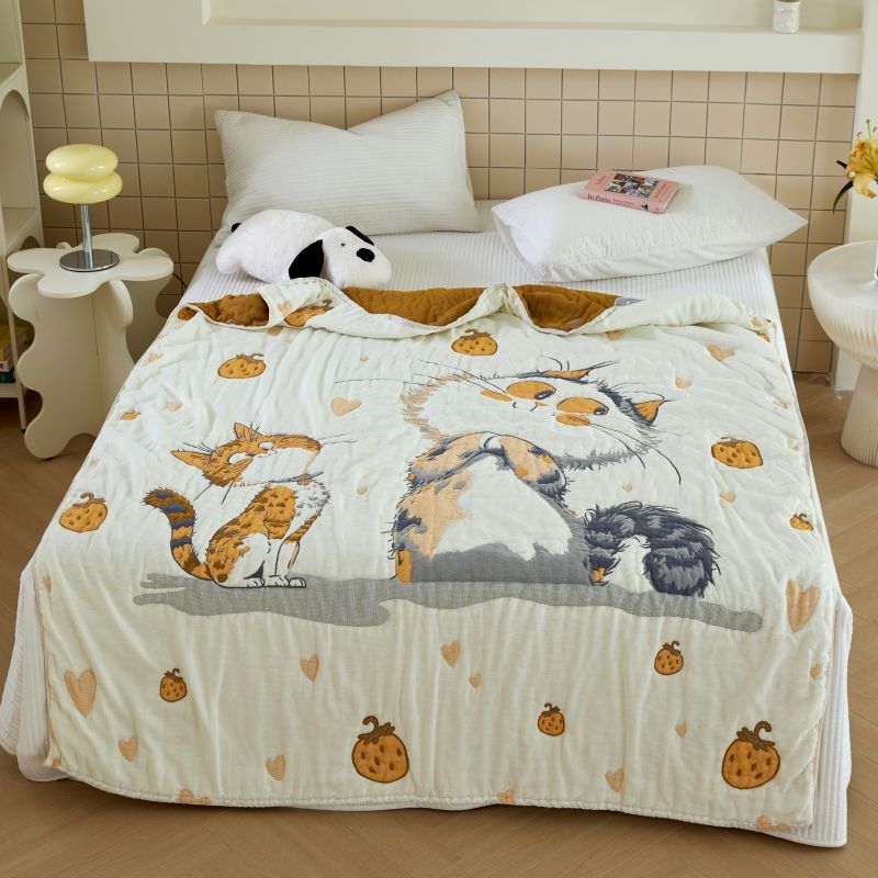 Kūdikių rankšluosčių pledas iš medvilninės marlės, dešimties sluoksnių, mažiau nei 300 g, visiems metų laikams, animacinis raštas