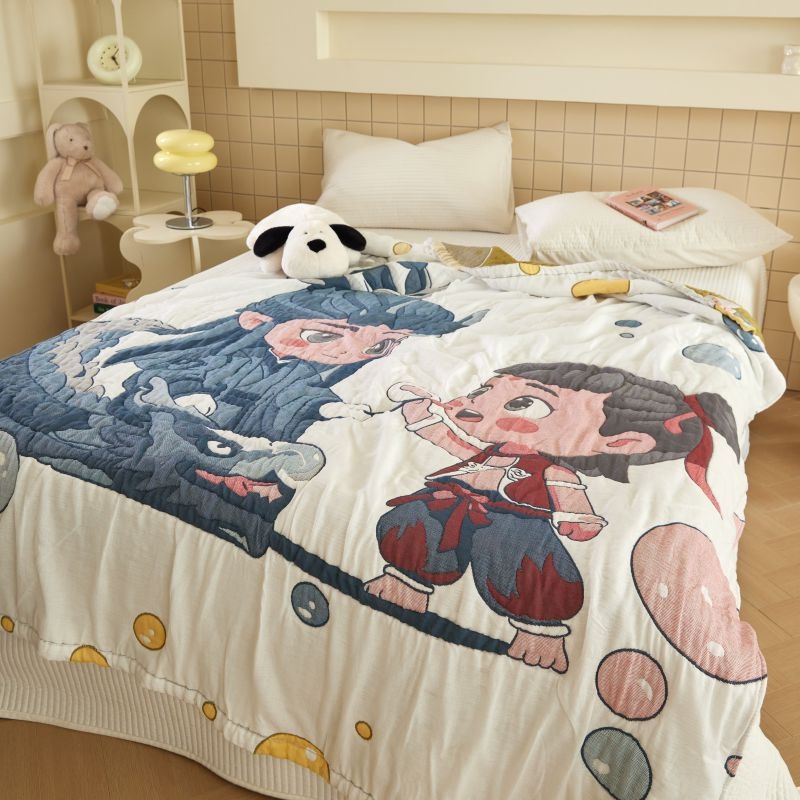 Kūdikių rankšluosčių pledas iš medvilninės marlės, dešimties sluoksnių, mažiau nei 300 g, visiems metų laikams, animacinis raštas