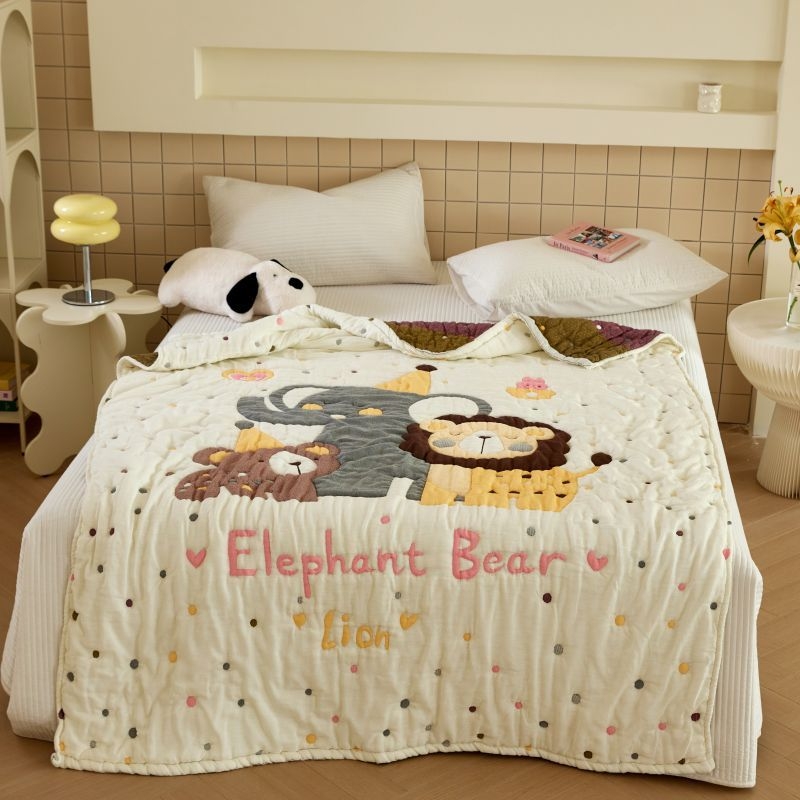 Kūdikių rankšluosčių pledas iš medvilninės marlės, dešimties sluoksnių, mažiau nei 300 g, visiems metų laikams, animacinis raštas