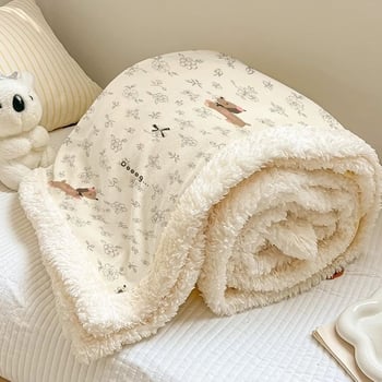 Plišano pokrivalo, dvostruko sloj, uzor pruge i crtani, za sve sezone