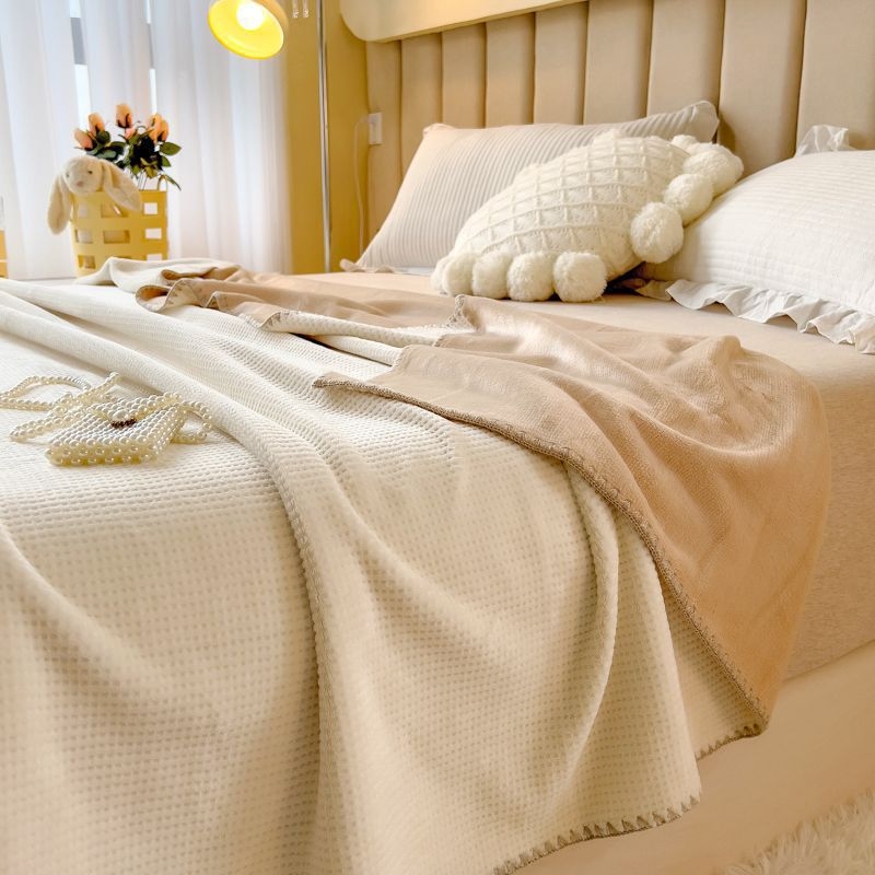 Vaflasta plišana deka, ručnik tip deke, za sve sezone, japanski stil, lagana ispod 300 g