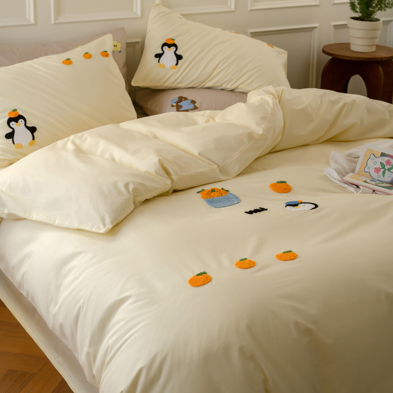 Dueman Dječji četverodijelni set posteljine od čiste pamuka, s karikaturama izvezena šivena i reaktivnim ispisom, težina 2.0–2.5 kg