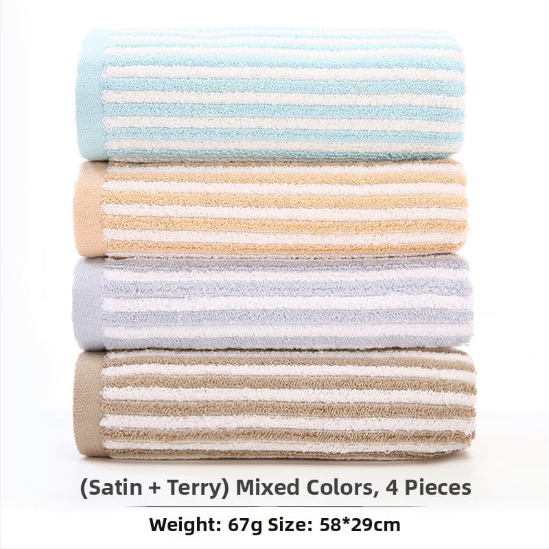 Σετ τεσσάρων πετσέτων από 100% βαμβάκι για πρόσωπο και σώμα — μαλακές, απορροφητικές, με αυξημένη πυκνότητα