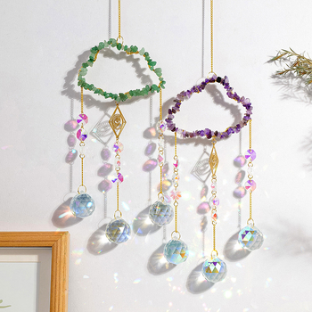 Pandantiv sun catcher din cristal, piatră naturală, stil modern minimalist, iluminare pentru grădină, Runyang