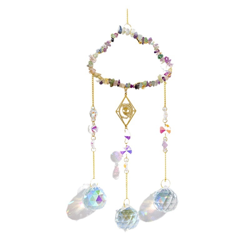 Pandantiv sun catcher din cristal, piatră naturală, stil modern minimalist, iluminare pentru grădină, Runyang