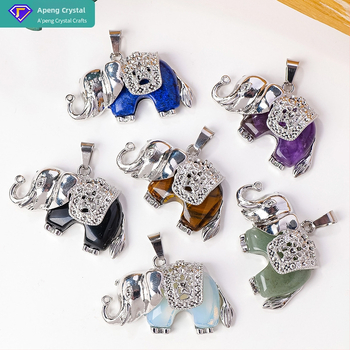 Lanac s privjeskom slona od kristala, geometrijski oblik, moderan minimalistički stil, brend Apeng crystal crafts, individualno zapakiran u PP vrećicu