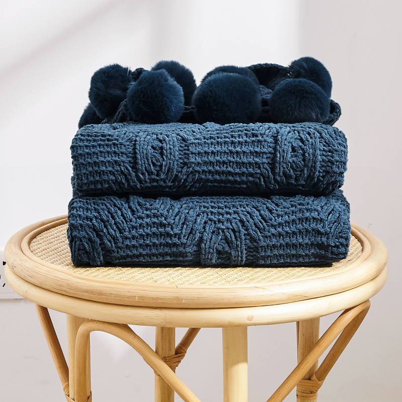 Pătură Chenille tricotată – fibră ultra fină, 1000–1499 g, posibilitate de personalizare, potrivită pentru primăvară și toamnă