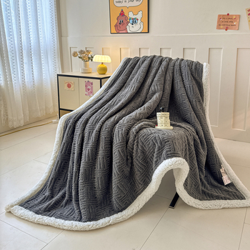 Ćebe s waffle jacquardom, dvostrano fleece, poliester, ispod 300 g, moderan stil, zima, deka od niti