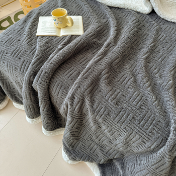 Ćebe s waffle jacquardom, dvostrano fleece, poliester, ispod 300 g, moderan stil, zima, deka od niti
