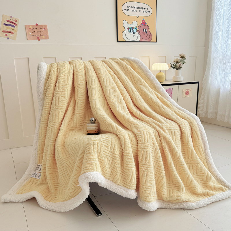 Ćebe s waffle jacquardom, dvostrano fleece, poliester, ispod 300 g, moderan stil, zima, deka od niti