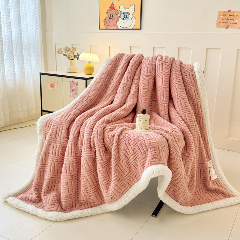 Ćebe s waffle jacquardom, dvostrano fleece, poliester, ispod 300 g, moderan stil, zima, deka od niti