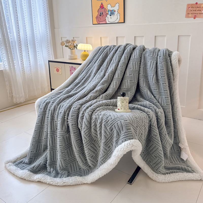 Ćebe s waffle jacquardom, dvostrano fleece, poliester, ispod 300 g, moderan stil, zima, deka od niti