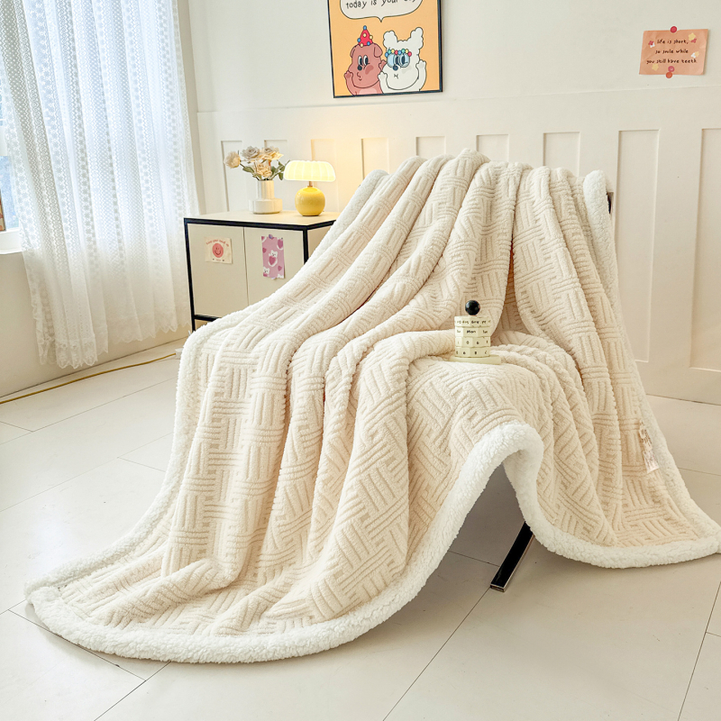 Ćebe s waffle jacquardom, dvostrano fleece, poliester, ispod 300 g, moderan stil, zima, deka od niti