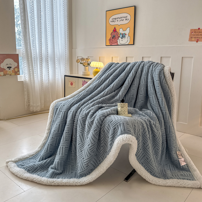 Ćebe s waffle jacquardom, dvostrano fleece, poliester, ispod 300 g, moderan stil, zima, deka od niti