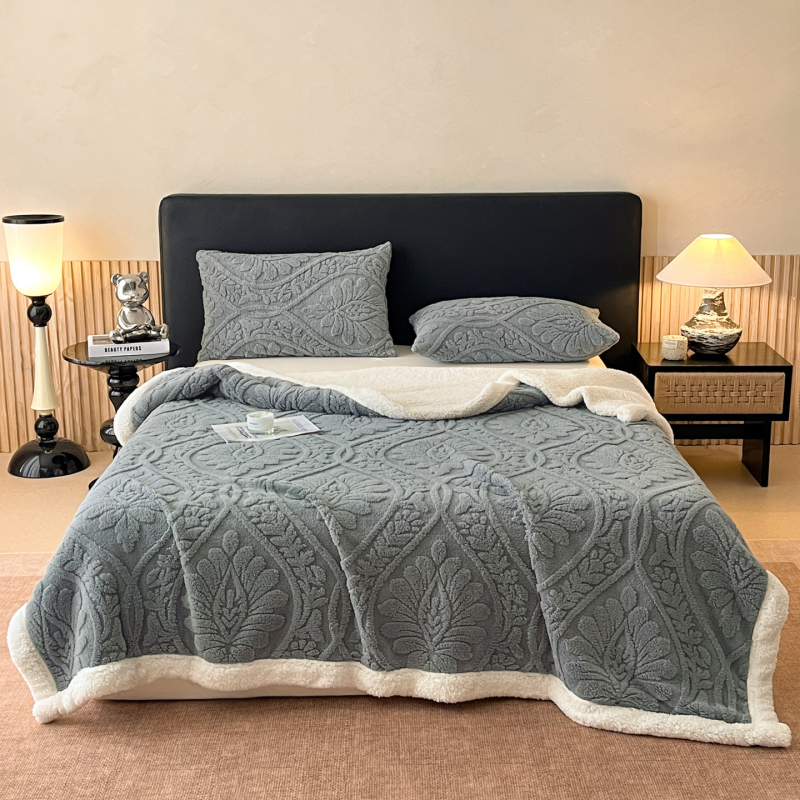 Dvostruko slojevita ručnik deka od tafta i sherpe, nordijski stil, prilagodljiva, 300–500 g