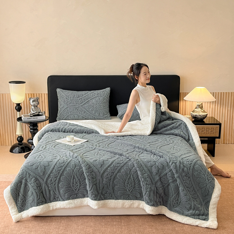 Dvostruko slojevita ručnik deka od tafta i sherpe, nordijski stil, prilagodljiva, 300–500 g