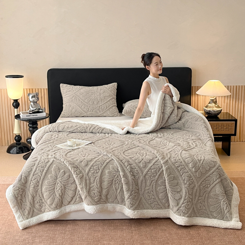 Dvostruko slojevita ručnik deka od tafta i sherpe, nordijski stil, prilagodljiva, 300–500 g