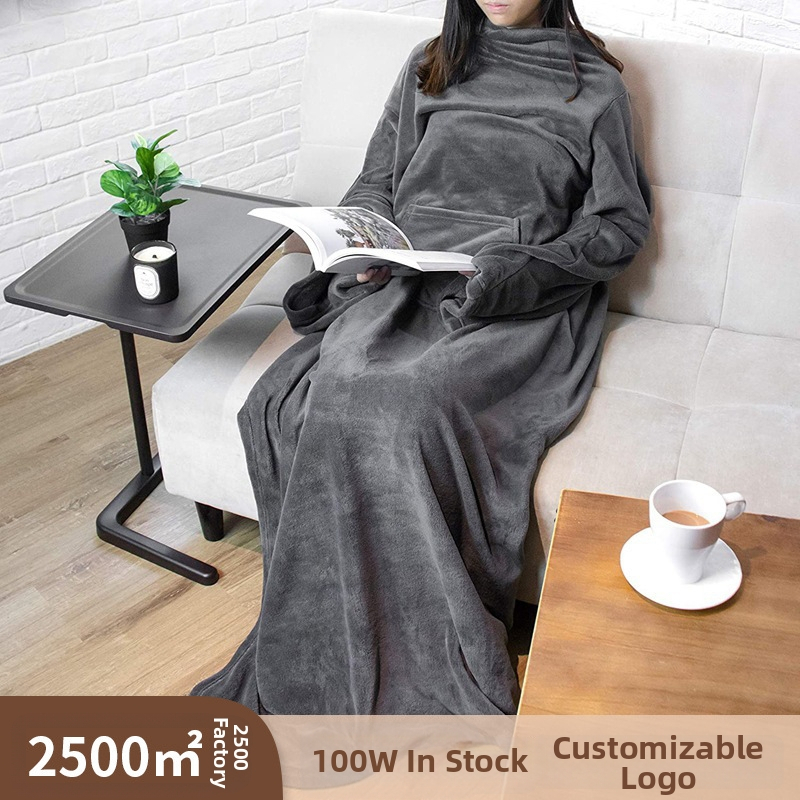 Deka s rukávmi a veľkým vreckom - 100% polyester, 260 g/m², korálový flís, na zimu
