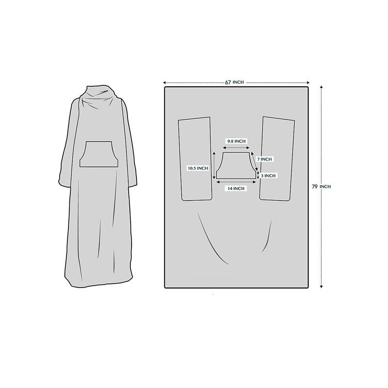 Deka s rukavima i velikim džepom - 100% poliester, 260 g/m², koralni flis, zimi za uporabu