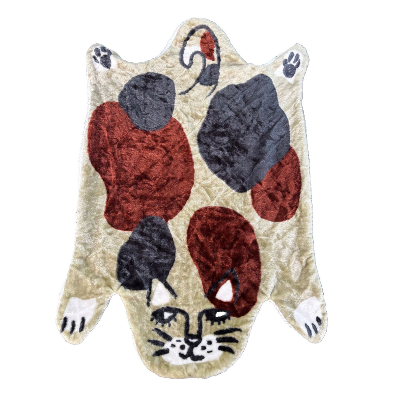 Deka za koljeno s printom tigra i leoparda, imitacija životinjske dlake, poliester, 220 g, proljeće–jesen, japanski stil, pogodna za kauč ili jastuk za stolicu