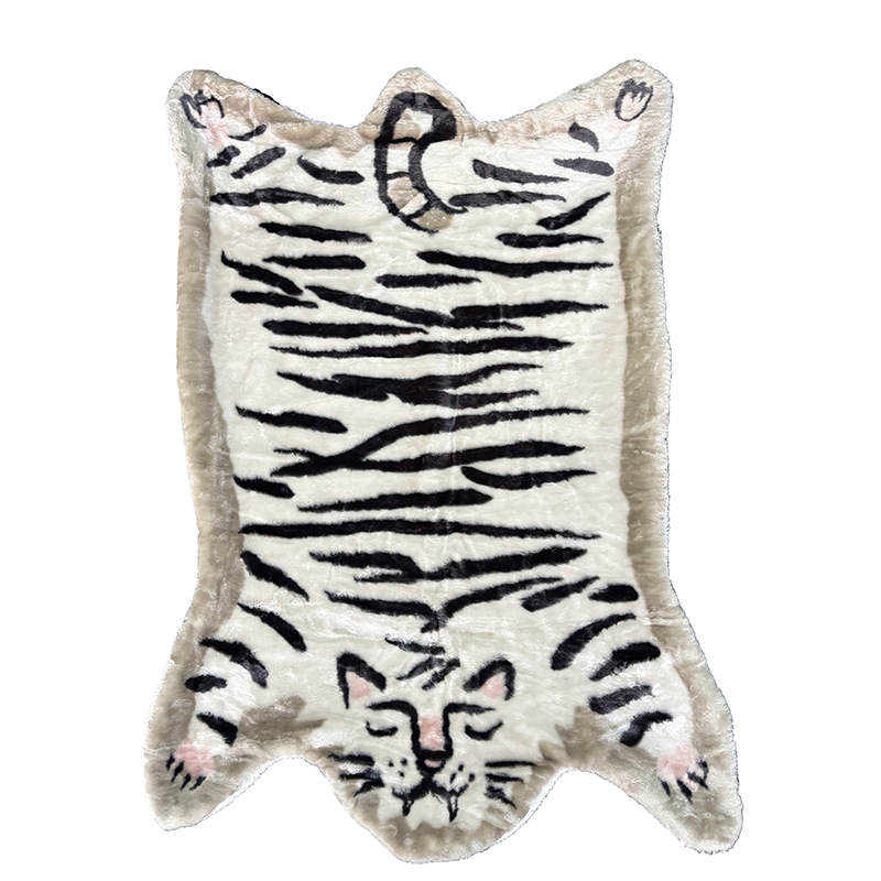 Deka za koljeno s printom tigra i leoparda, imitacija životinjske dlake, poliester, 220 g, proljeće–jesen, japanski stil, pogodna za kauč ili jastuk za stolicu